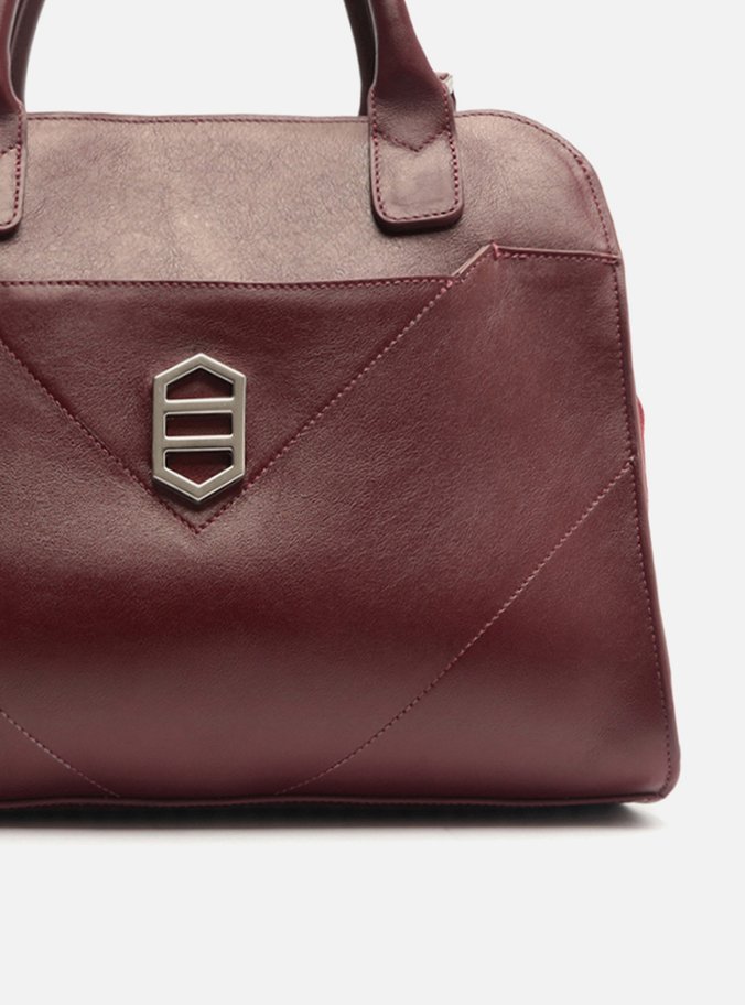 Bolsa Tote Bordô Couro Recortes Média