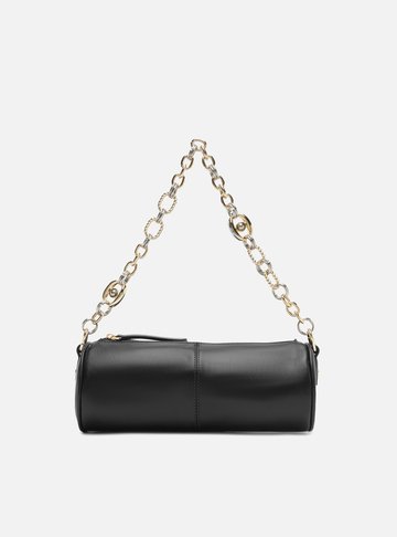 Arezzo — Bolsa Shoulder Preta Couro Média Corrente Elos