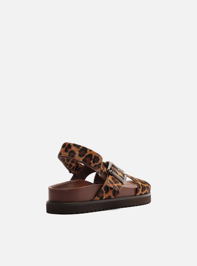 Sandália Papete Animal Print Tiras Cruzadas