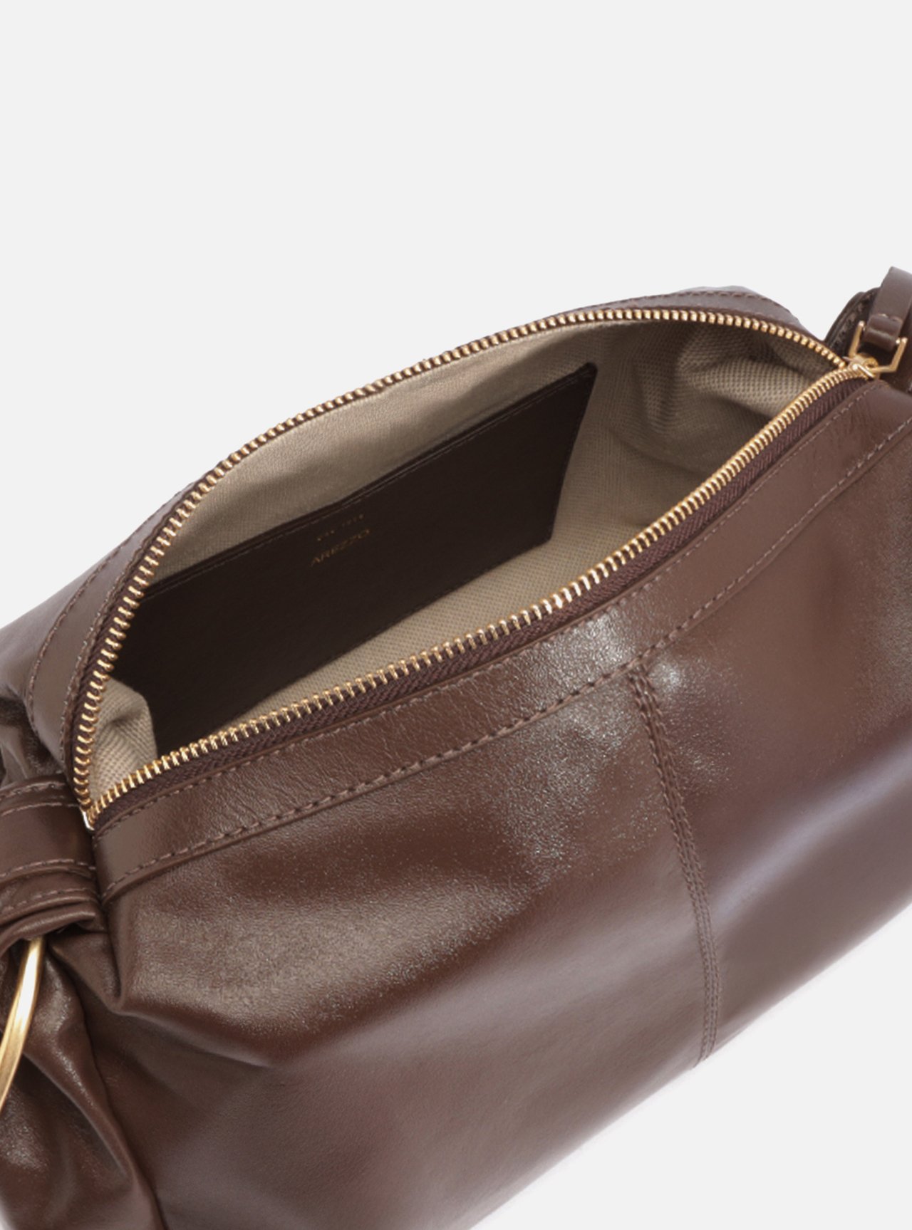Bolsa Shoulder Marrom Couro Média Pelo Metais — foto 4
