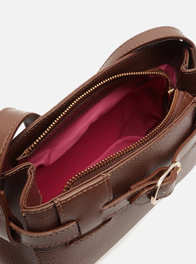 Bolsa Tiracolo Marrom Pequena Tira Afivelada