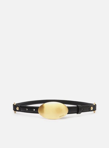 Cinto Preto Couro Fivela Maxi Metal
