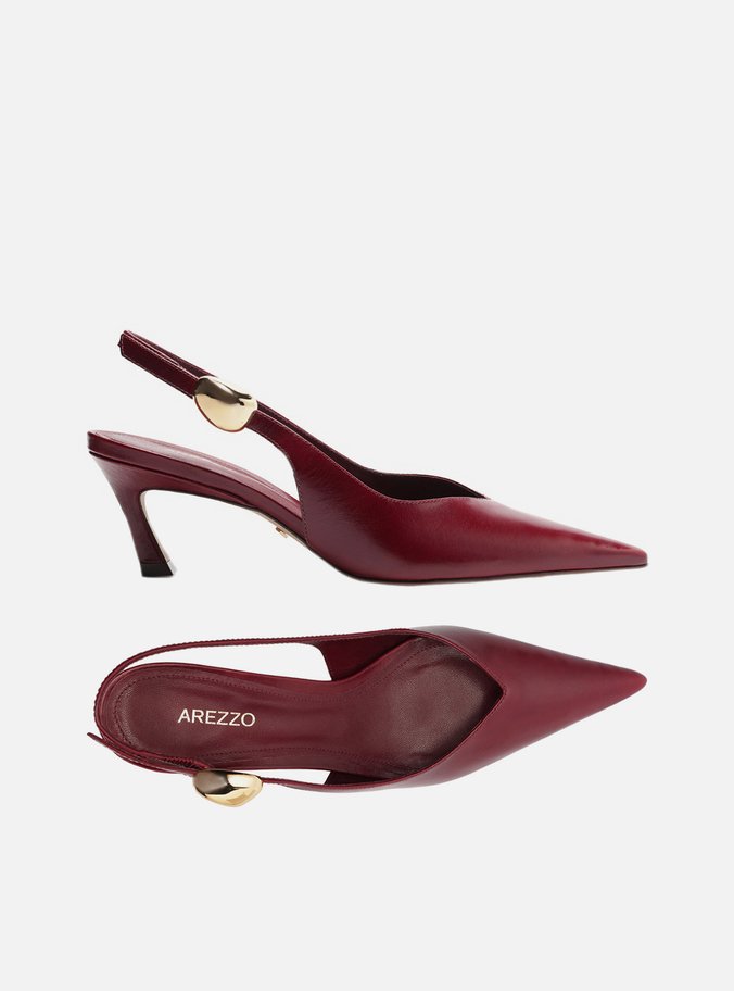 Scarpin Vermelho Couro Salto Kitten Metal