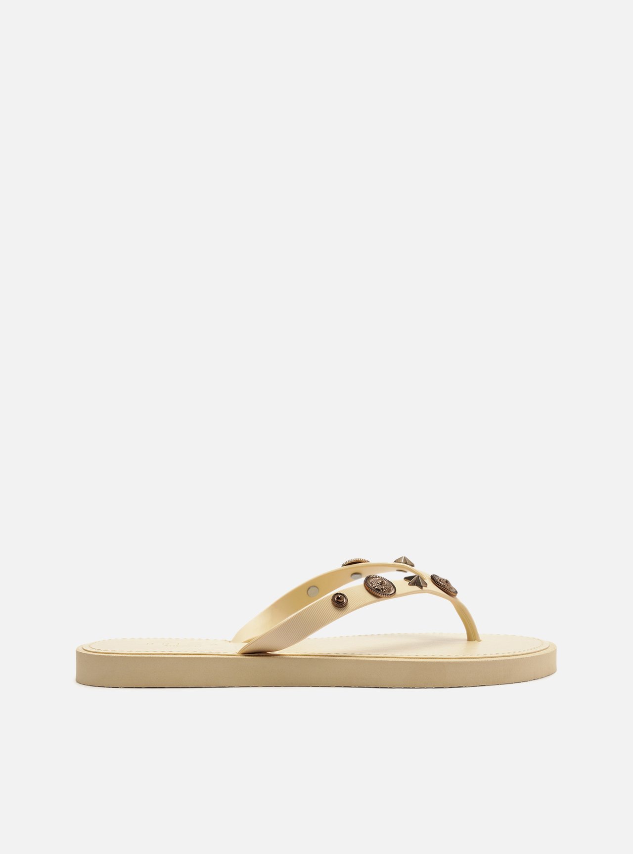 Chinelo de Dedo Bege Aplicações — foto 3