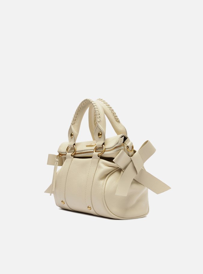 Bolsa Tote Branca Couro Pequena Alças Mix
