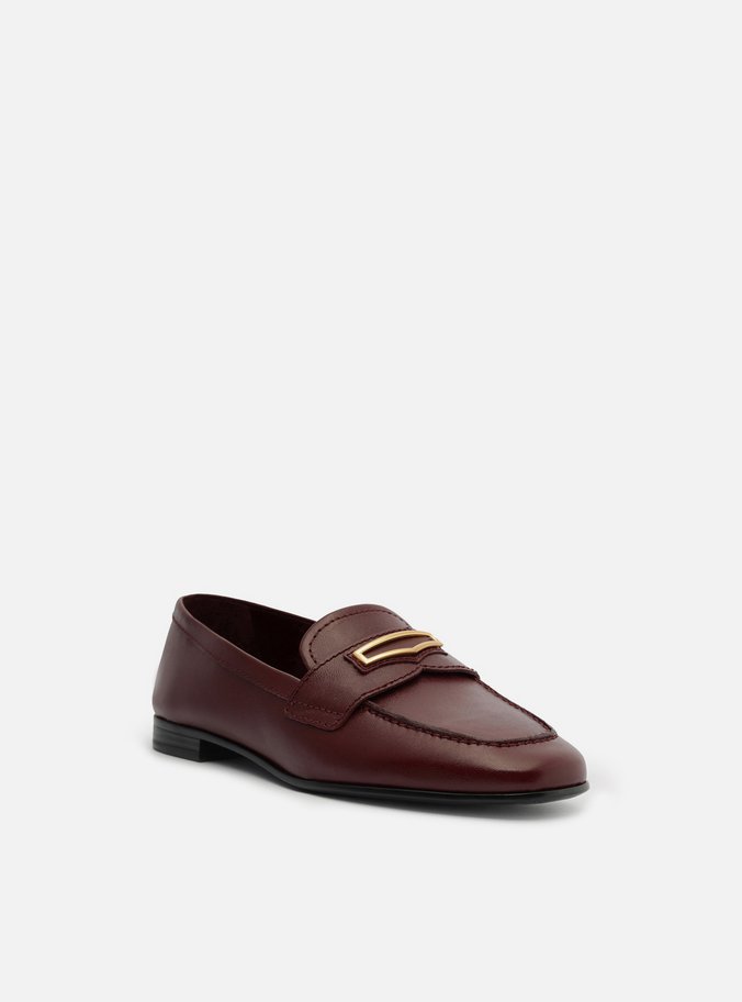 Mocassim Vermelho Couro Tira Metal