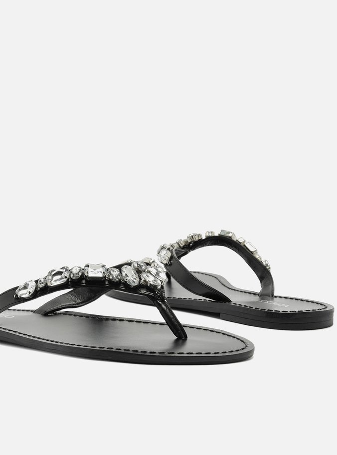 Rasteira Preta Flip Flop Pedrarias