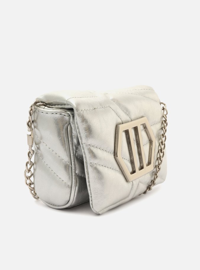 Bolsa Tiracolo Prateada Couro