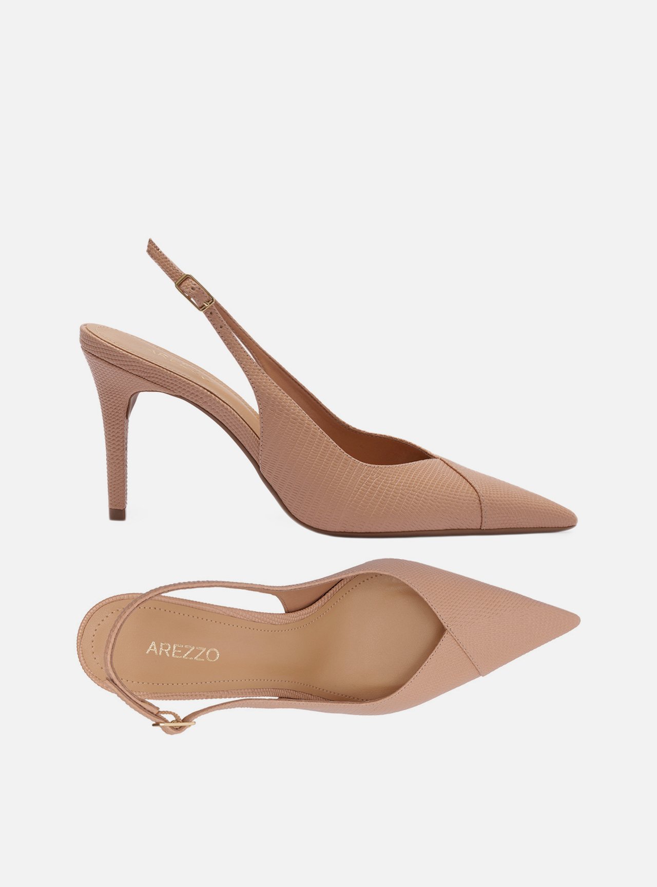 Scarpin Bege Lizard Salto Médio Slingback — foto 5