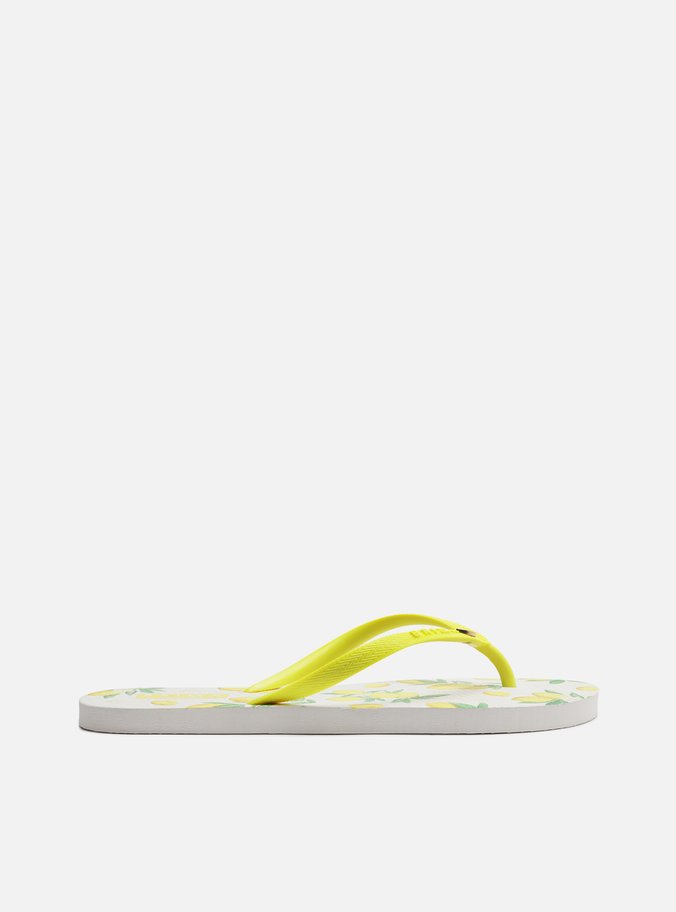 Chinelo de Dedo Amarelo Estampado Limão