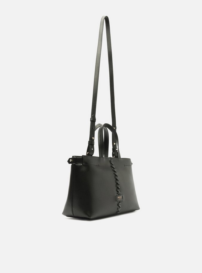 Bolsa Tote Preta Giorno Média Trançado