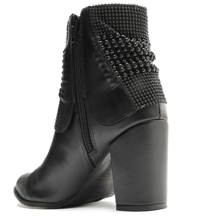 Bota Couro Malha Preto