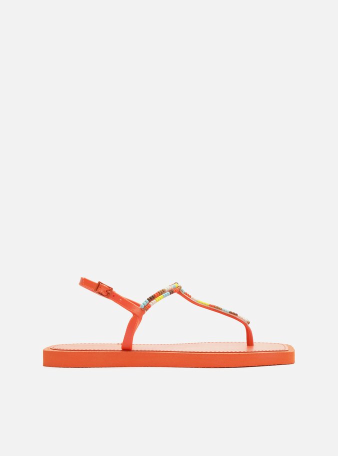 Sand lia Rasteira Laranja Color Square Brizza Arezzo