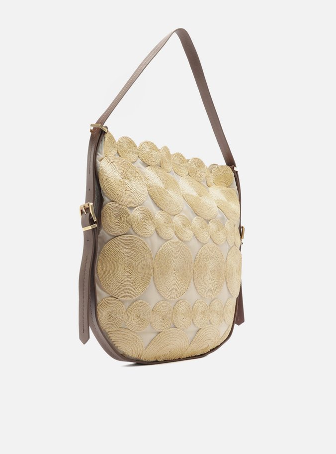 Bolsa Hobo Bege Ráfia Grande Circle