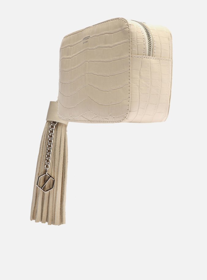 Bolsa Tiracolo Off-White Croco Pequena Barbicacho