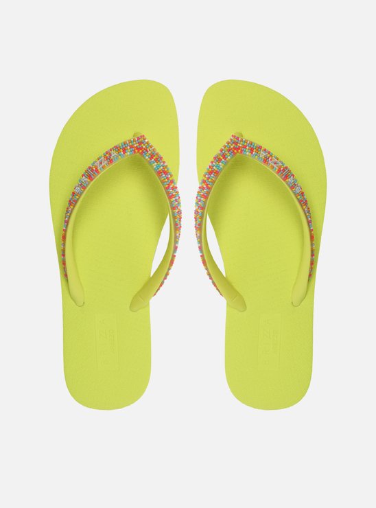 Chinelo de Dedo Amarelo Tiras Coloridas Brizza