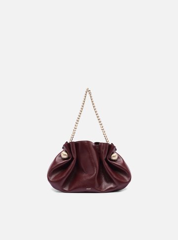 Clutch Vermelha Couro Pequena Pregas Corrente