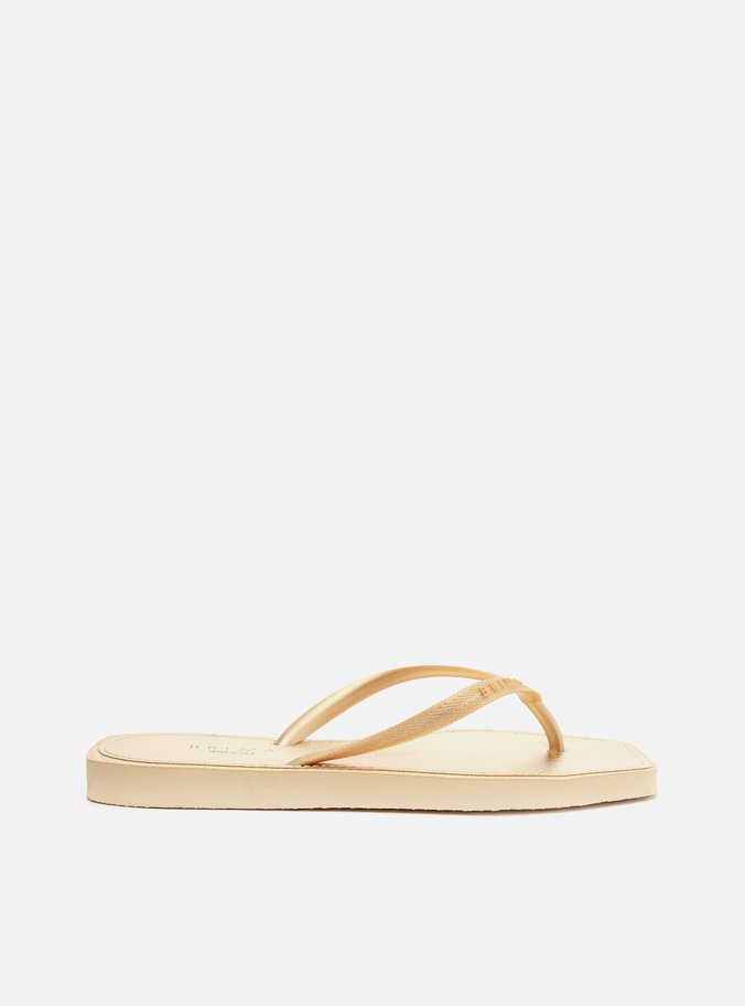 Chinelo de Dedo Dourado Recouro Metal Square