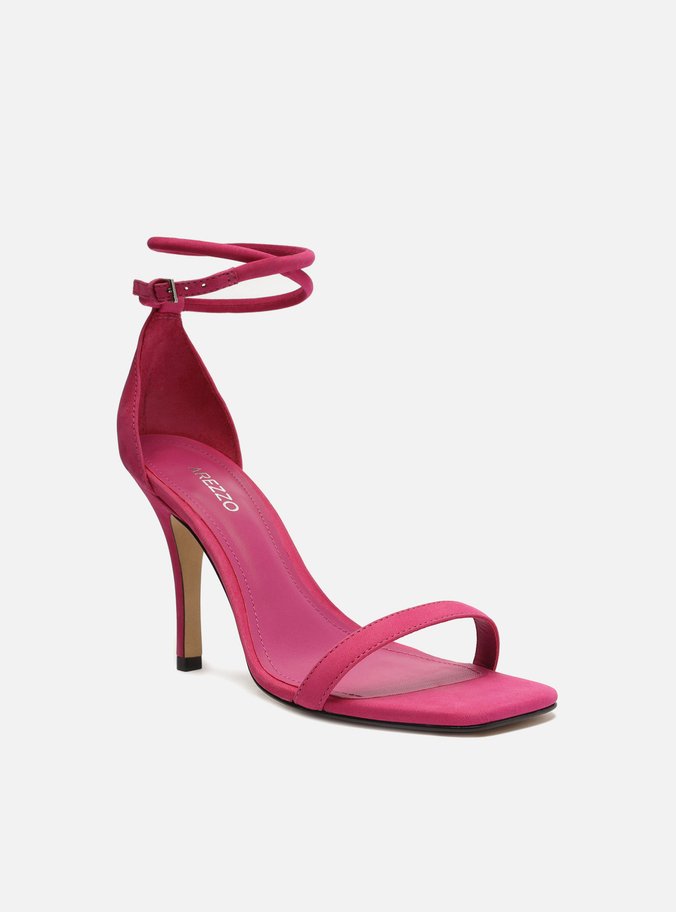 Sand lia Rosa Nobuck Salto Alto Bico Quadrado Arezzo