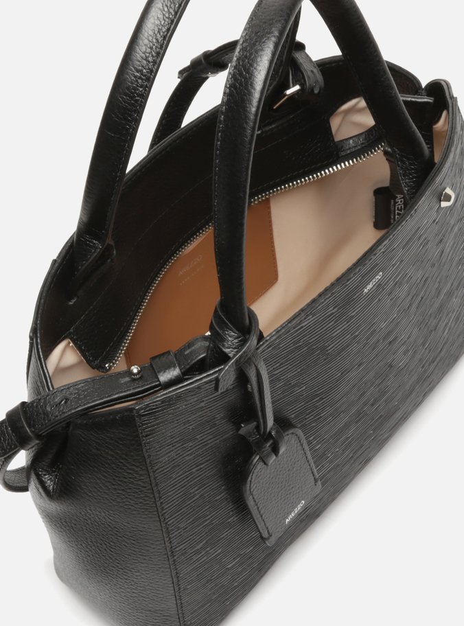Bolsa Tote Preta Couro Wave Bella Grande