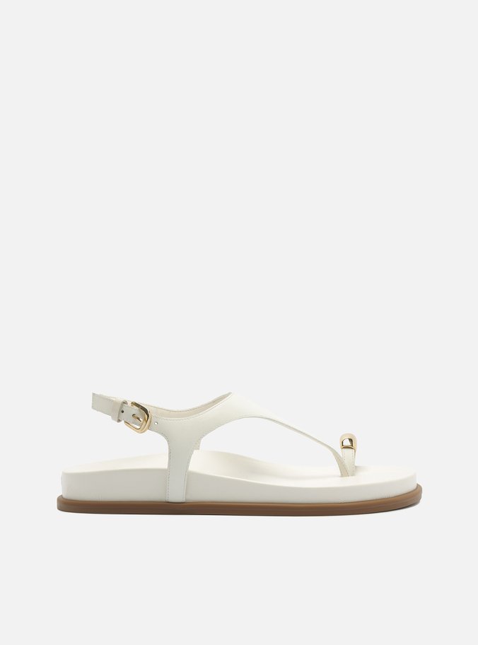 Sandália Rasteira Branca Couro