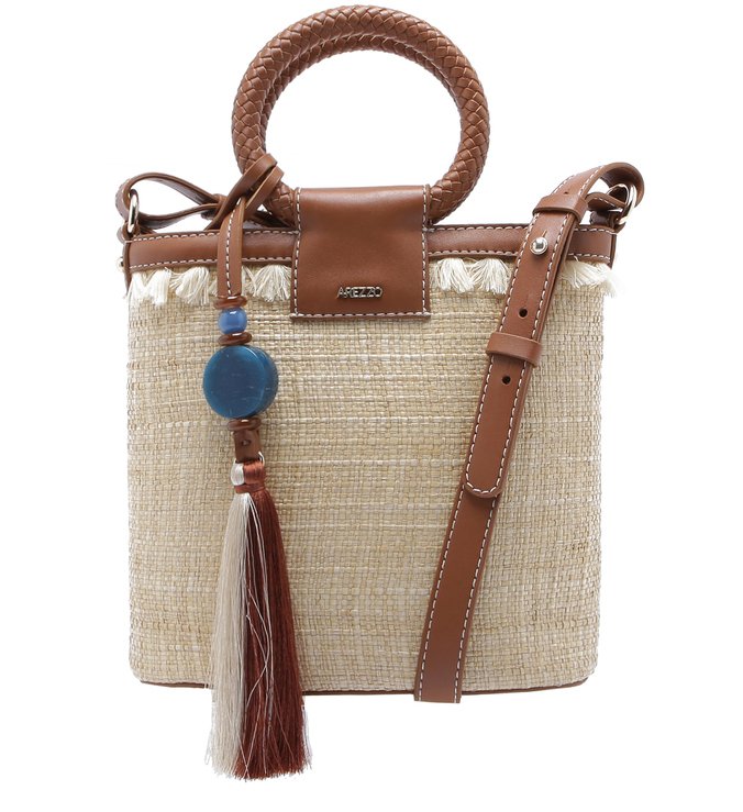 Bolsa Bucket Fibra Natural Fernanda Pequena Areia e Cúrcuma