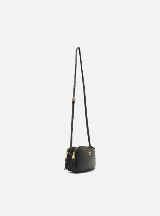 Bolsa Tiracolo Preta Couro Pequena Assinatura