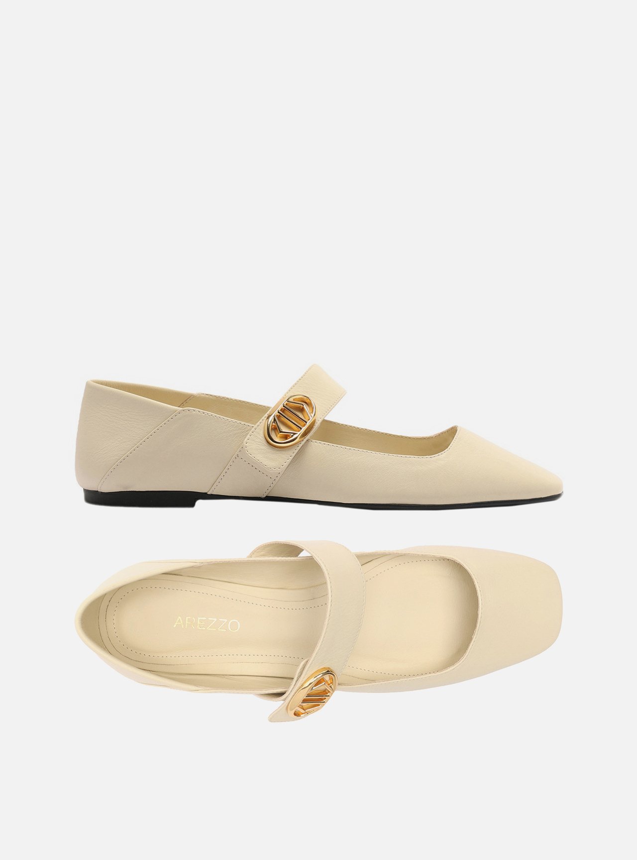 Sapatilha Off-White Couro Bico Quadrado — foto 5