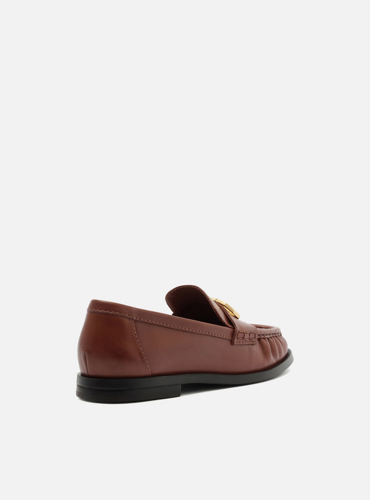 Mocassim Marrom Couro Franzido Tira Metal — foto 3