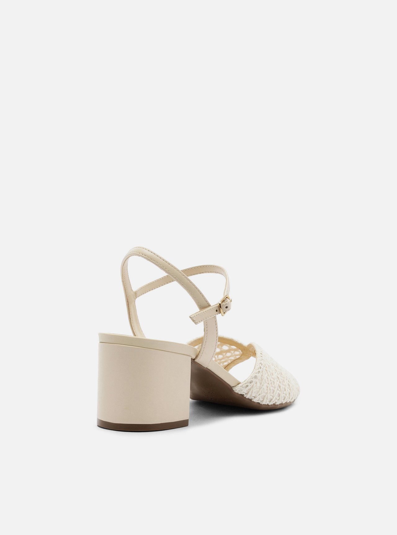 Sandália Off-White Salto Médio Tiras Bordado — foto 3