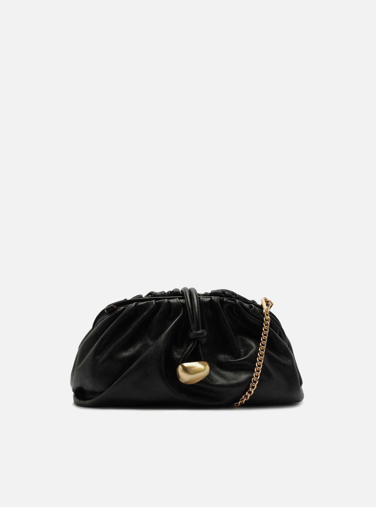 Bolsa Clutch Preta Couro Média Corrente | Arezzo