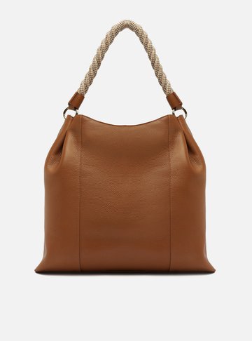 Bolsa Hobo Marrom Couro Grande Alça Torcida