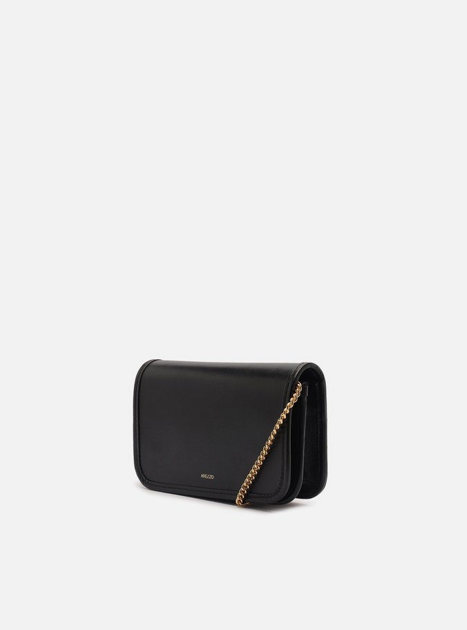 Bolsa Tiracolo Preta Couro Pequena Corrente