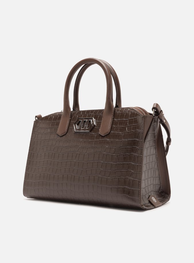 Bolsa Tote Marrom Média Croco
