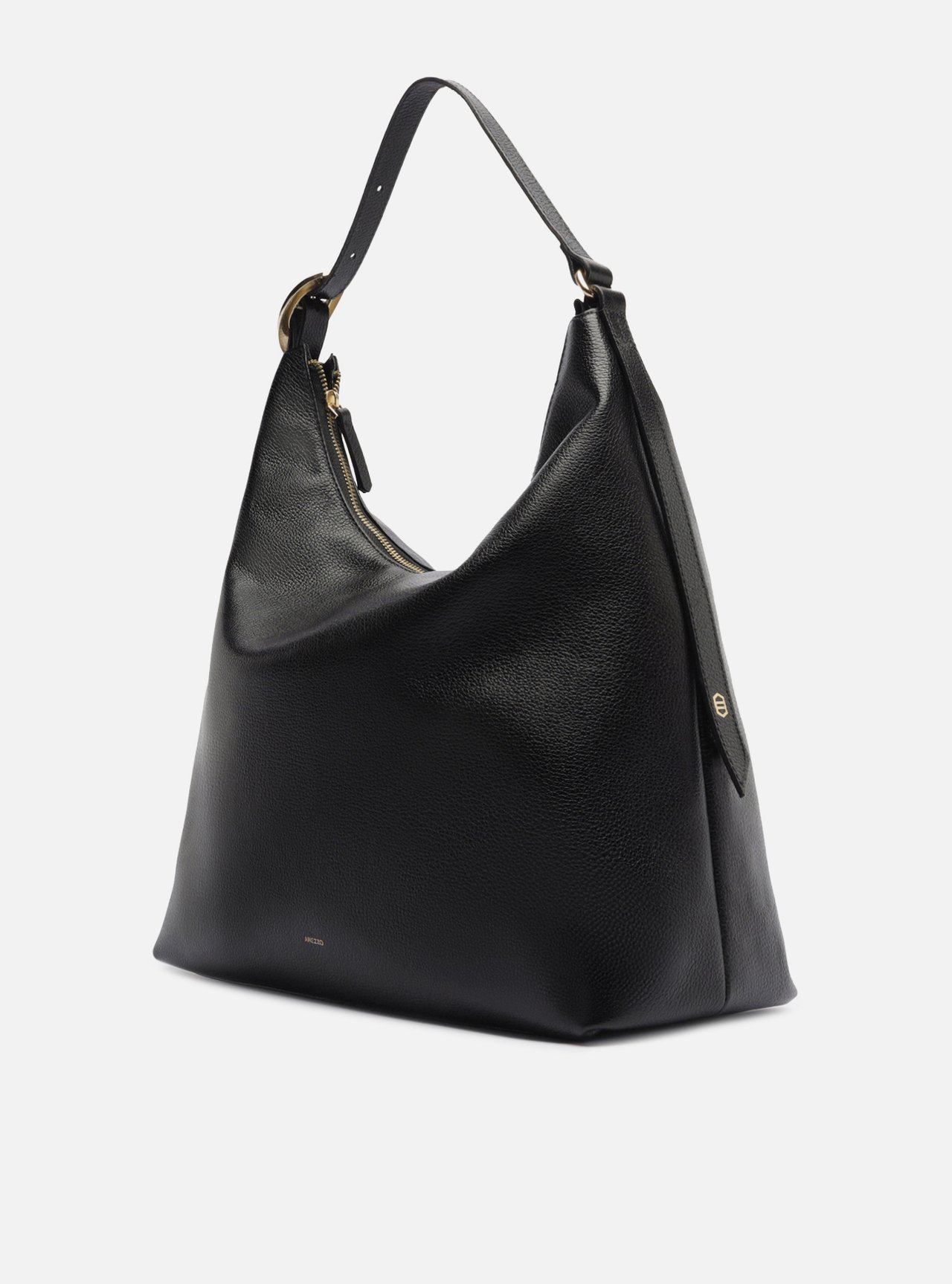 Bolsa Hobo Preta Couro Grande Fivela Oval — foto 2