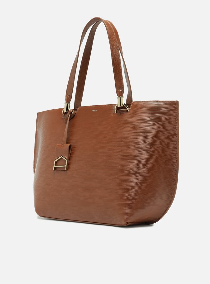 Bolsa Shopping Marrom Couro Abraccio Grande