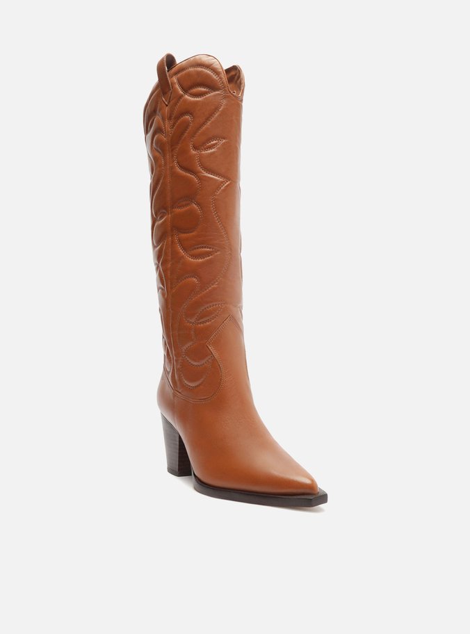 Bota Marrom Couro Cano Longo Western Georgia