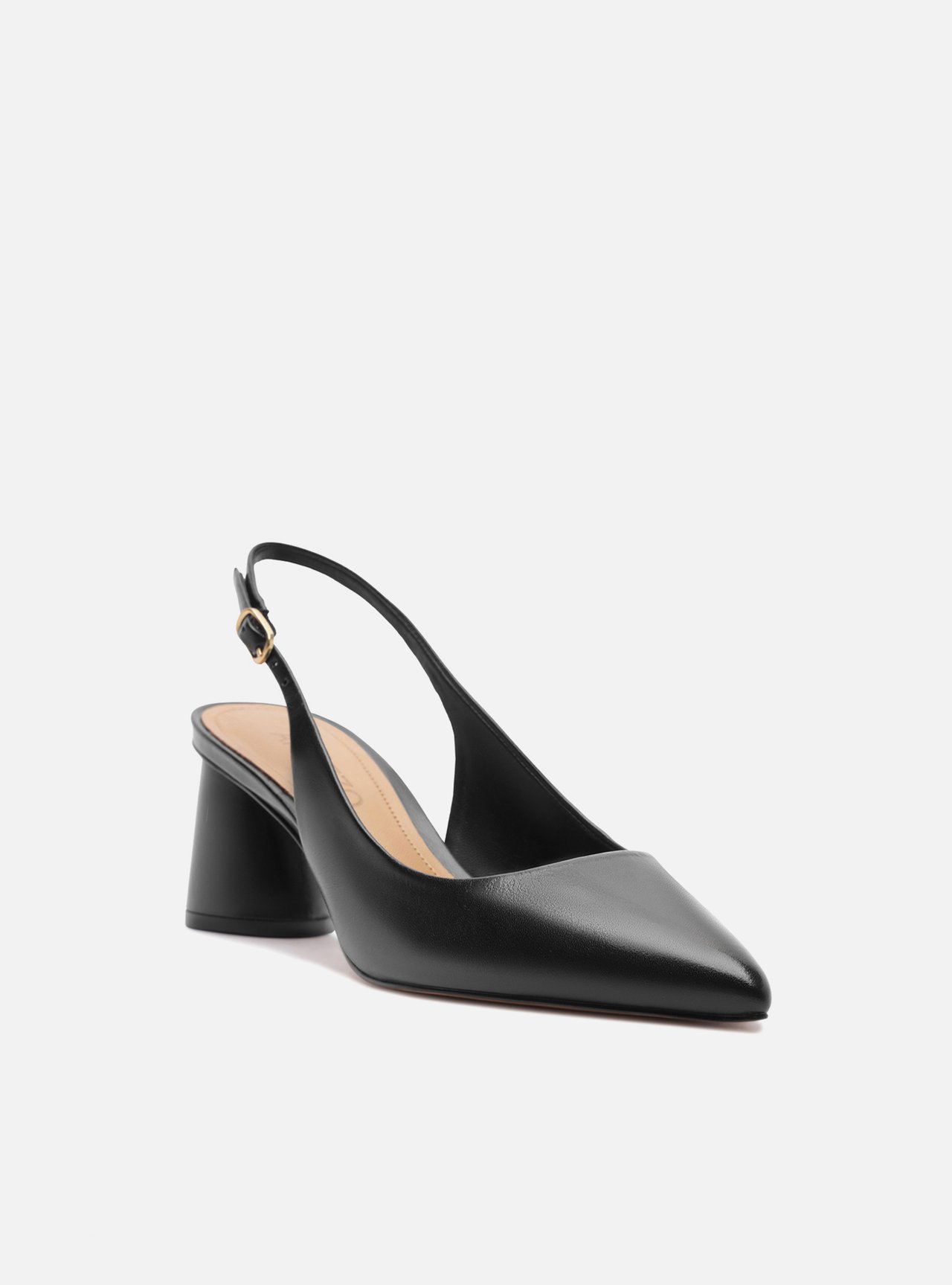 Scarpin Preto Couro Bico Fino Slingback — foto 2