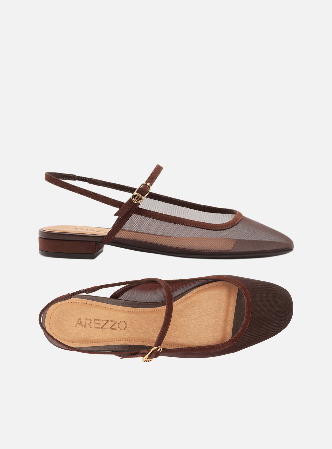 Sapatilha Marrom Bico Quadrado Slingback — foto 5