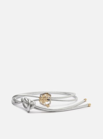 Cinto Prata Couro Fino Metal Floral