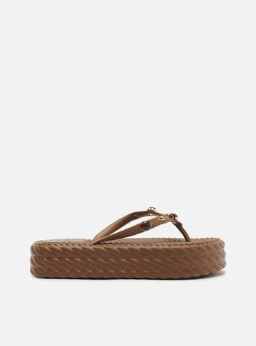 Arezzo — Chinelo Marrom Flatform Marrocos Pedras Brizza