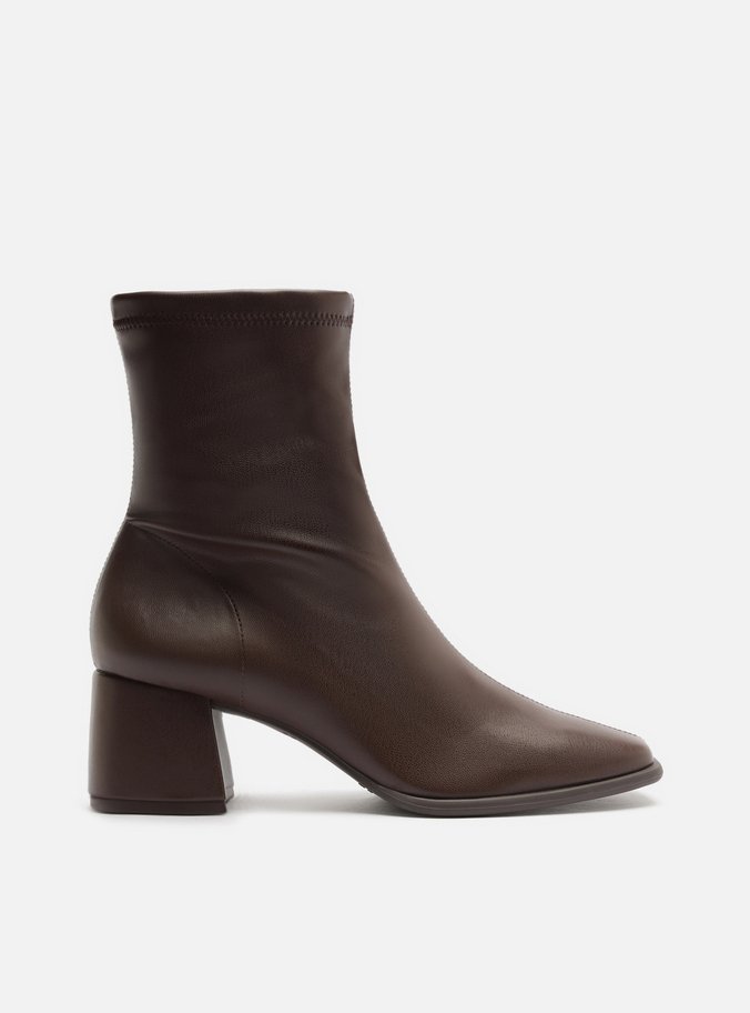 Bota Marrom Cano Médio Salto Bloco