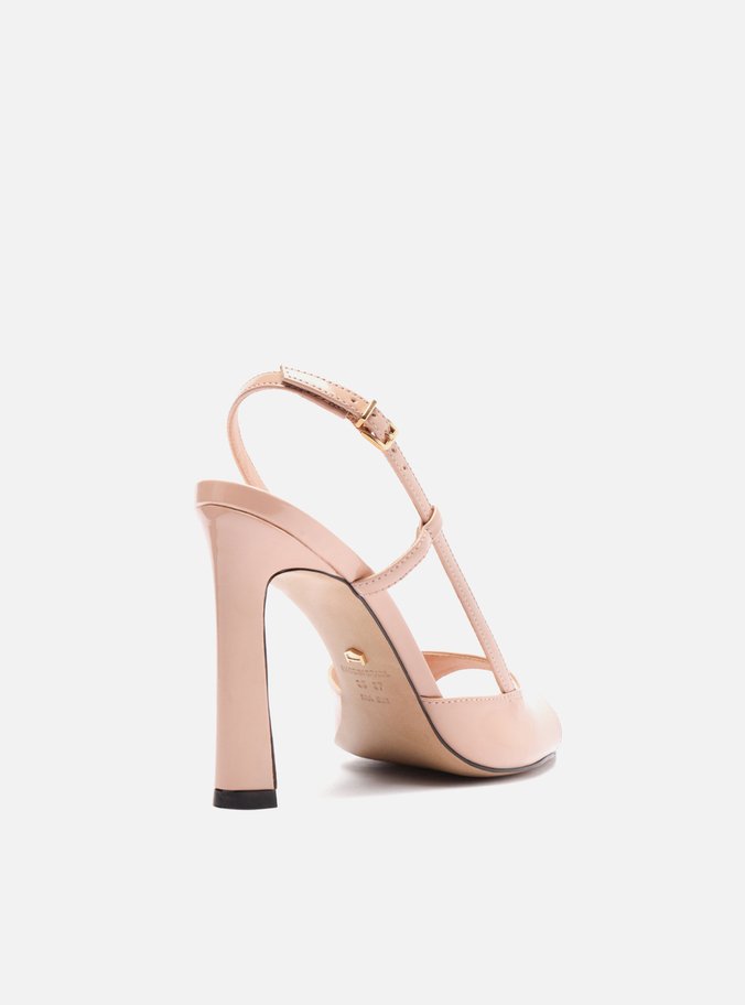 Sandália Rosa Verniz Salto Médio Slingback