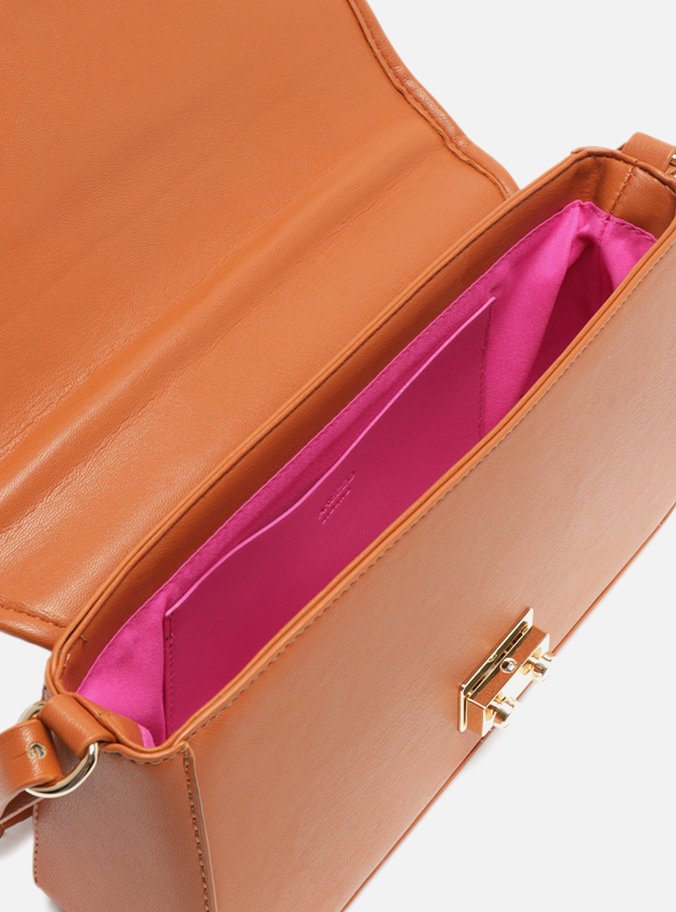 Bolsa Tiracolo Marrom Croco Média