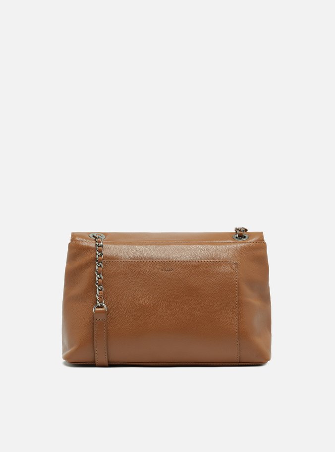 Bolsa Tiracolo Marrom Couro Média Lapela Metal