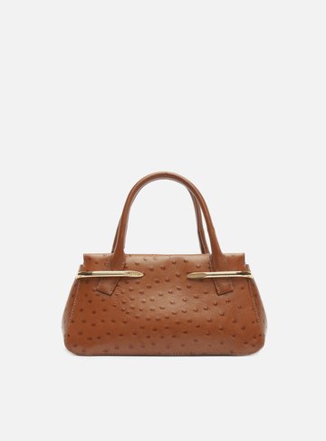 Arezzo — Bolsa Tote Marrom Couro Média Metais Textura