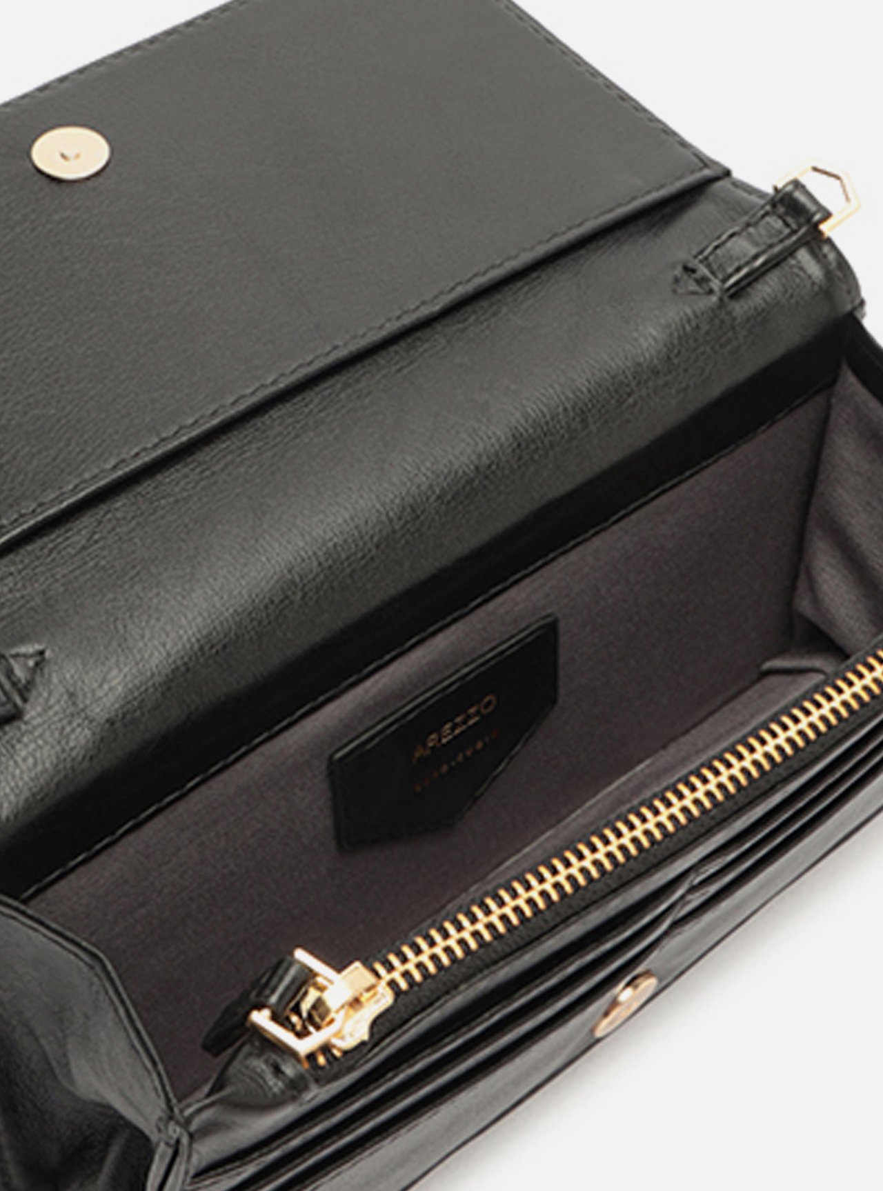 Bolsa Clutch Preta Couro Pequena Corrente — foto 4