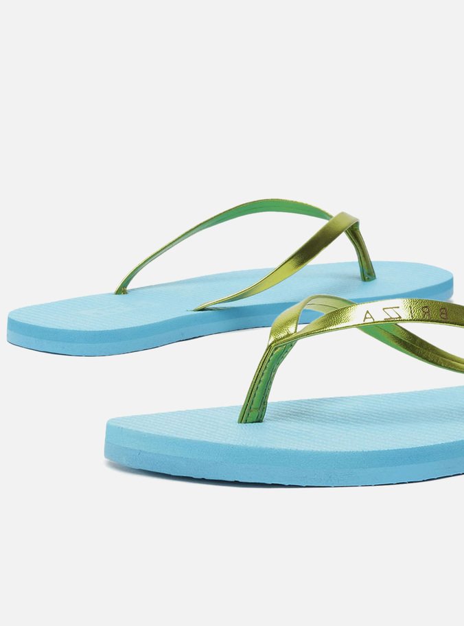 Chinelo de Dedo Azul com Tiras Verde Brizza