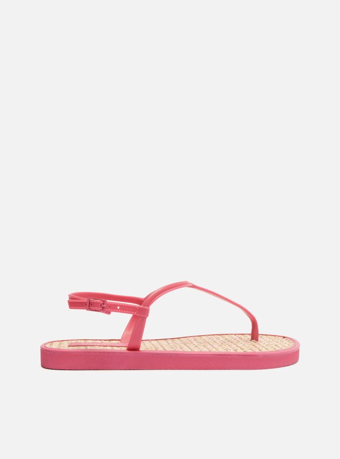 Sandália Rasteira Rosa Slim Tramada Brizza