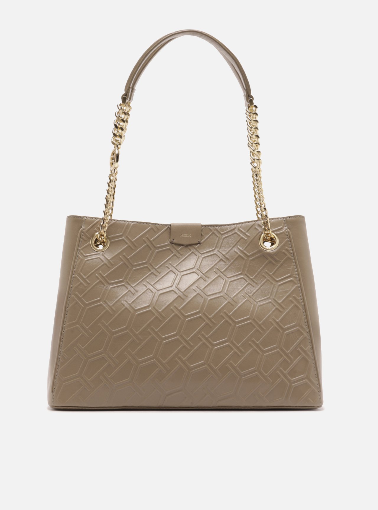 Bolsa Shopping Cinza Couro Grande Corrente